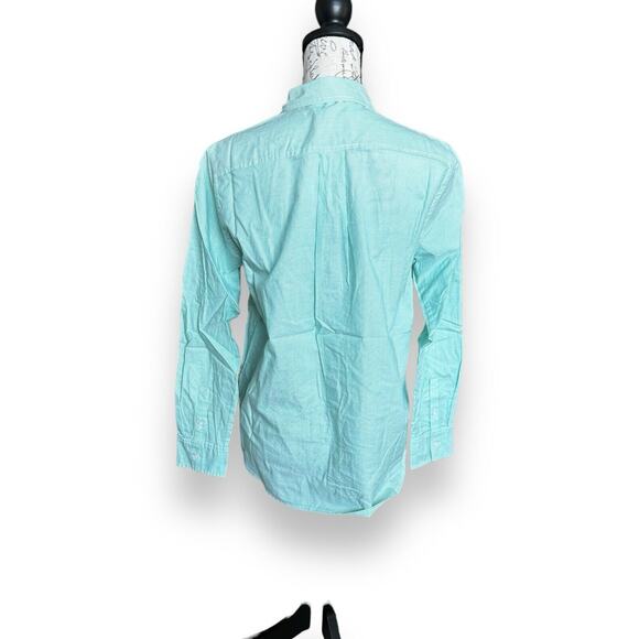 Everlane Relaxed Fit Mint Green Striped Oxford Shirt Size 0 - Picture 2 of 5